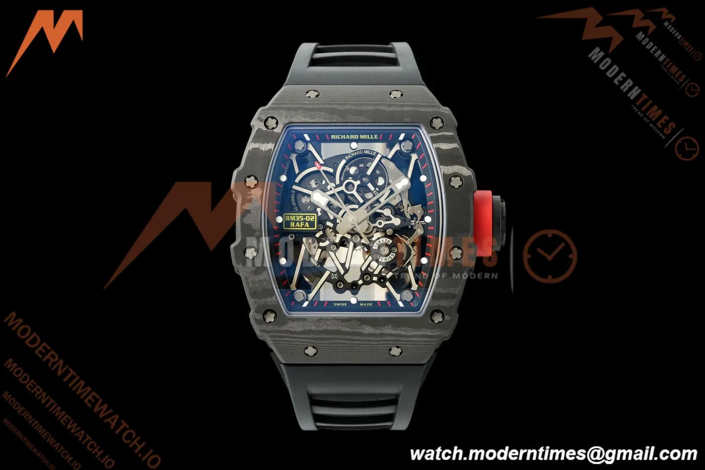 Richard Mille - RM35-02 Custom Made Black NTPT FC/RU Blk/Blk Skeleton VPF RMAL1 Free Sprung