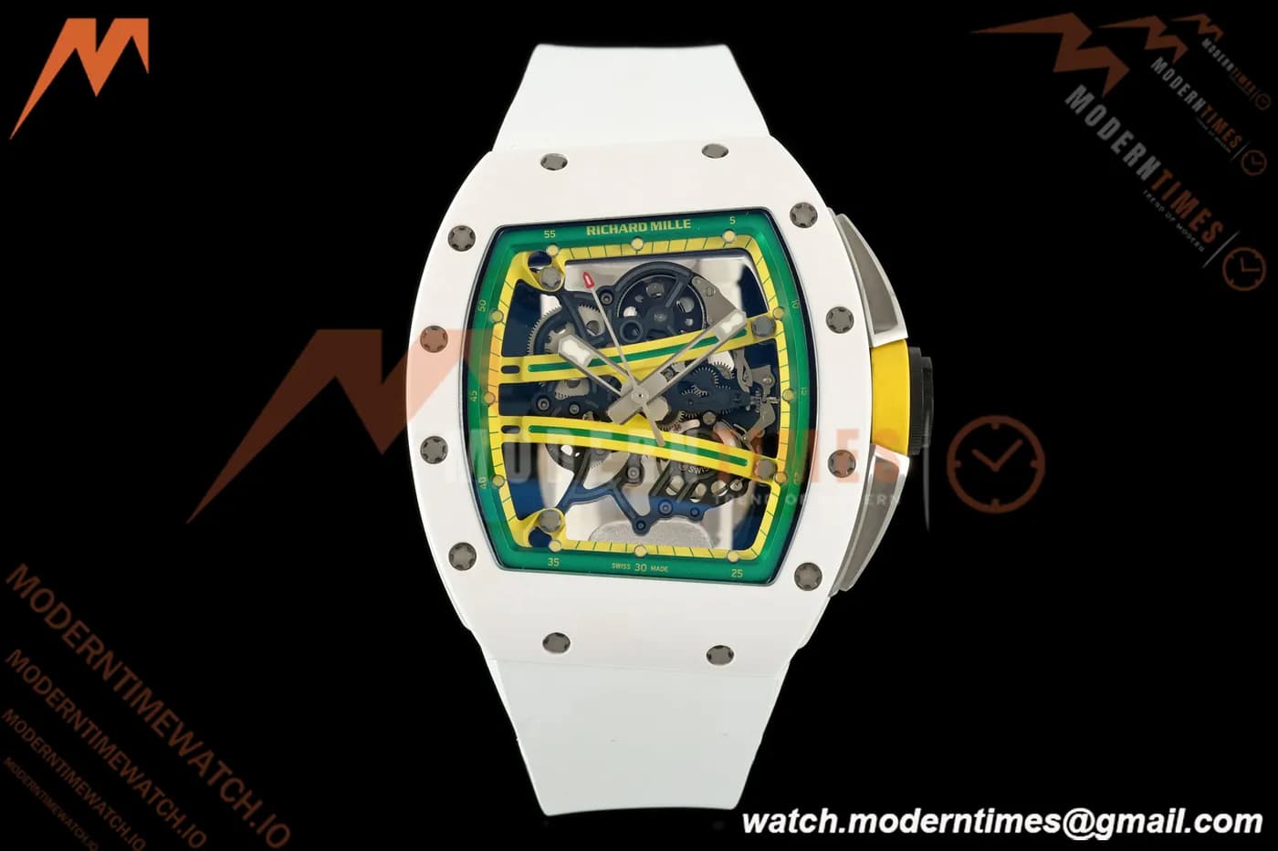 Richard Mille - RM061 Asian Limited Edition White Ceramic Wht/Grn/Yelw Skeleton RF Free Sprung Titanium RMUL2