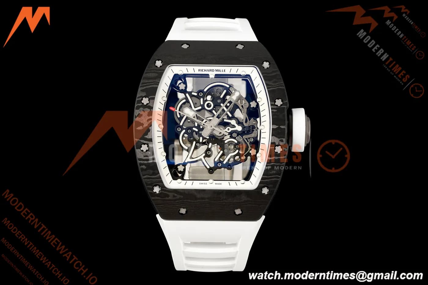 Richard Mille - RM055 Bubba Watson White Legend Black NTPT/RU Blk/Wht Rehaut Skeleton Brushed Ribs MLF V2 RMUL2