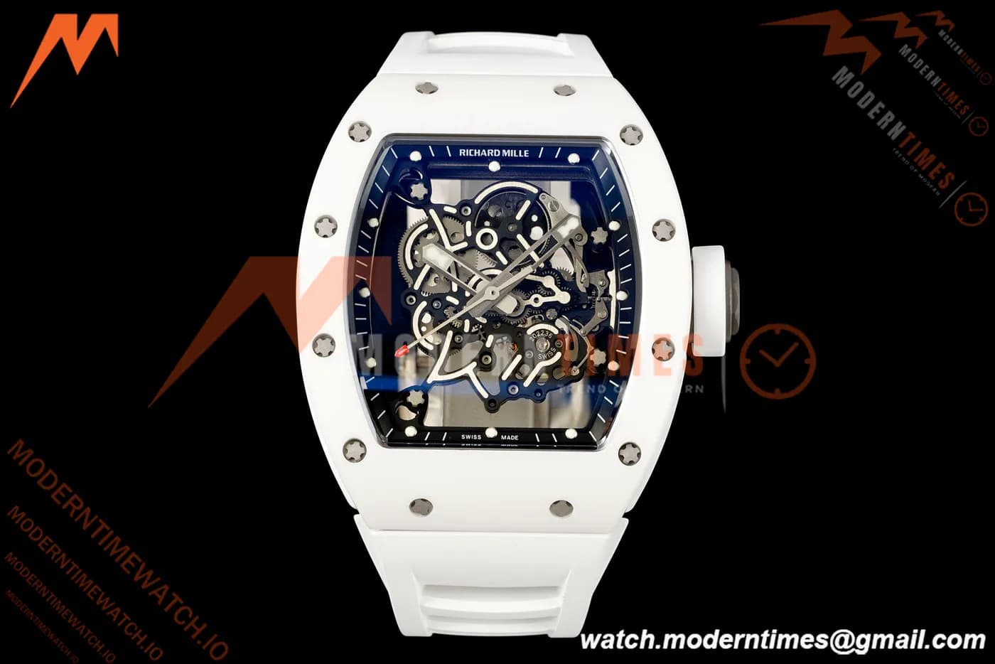 Richard Mille - RM055 Bubba Watson White CER/RU Blk/Blk Rehaut Skeleton Brushed Ribs MLF V2 RMUL2