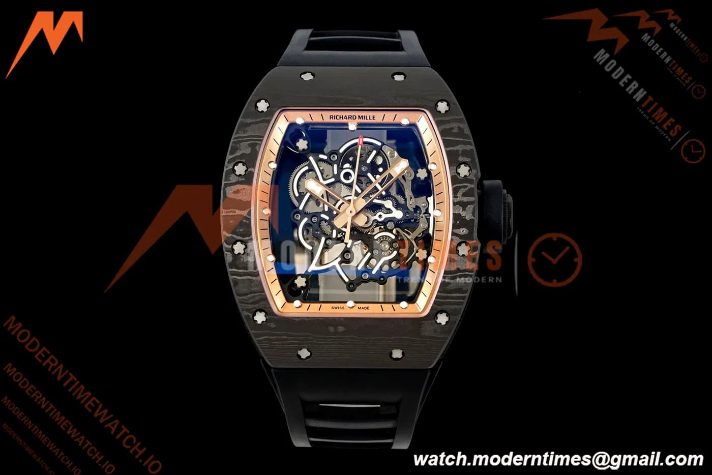 Richard Mille - RM055 Bubba Watson Asia Edition Black NTPT/RU BLK/RG Rehaut Skeleton Brushed Ribs MLF V2 RMUL2