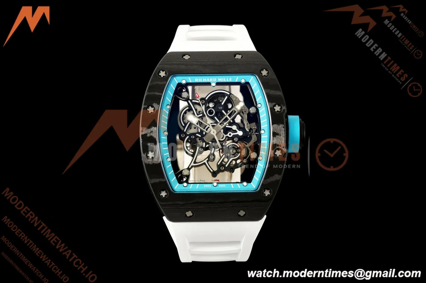Richard Mille - RM055 Bubba Watson Blk NTPT/Wht RU Blu/Wht Skeleton Dial A9F RMUL2 Free Sprung