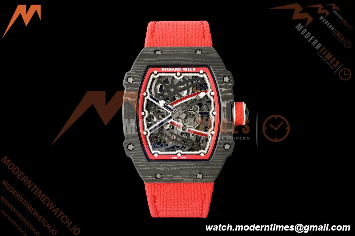 Richard Mille - RM67-02 Black NTPT Red/Wht/Blu Skeleton Red Elastic RICHF CRMA7
