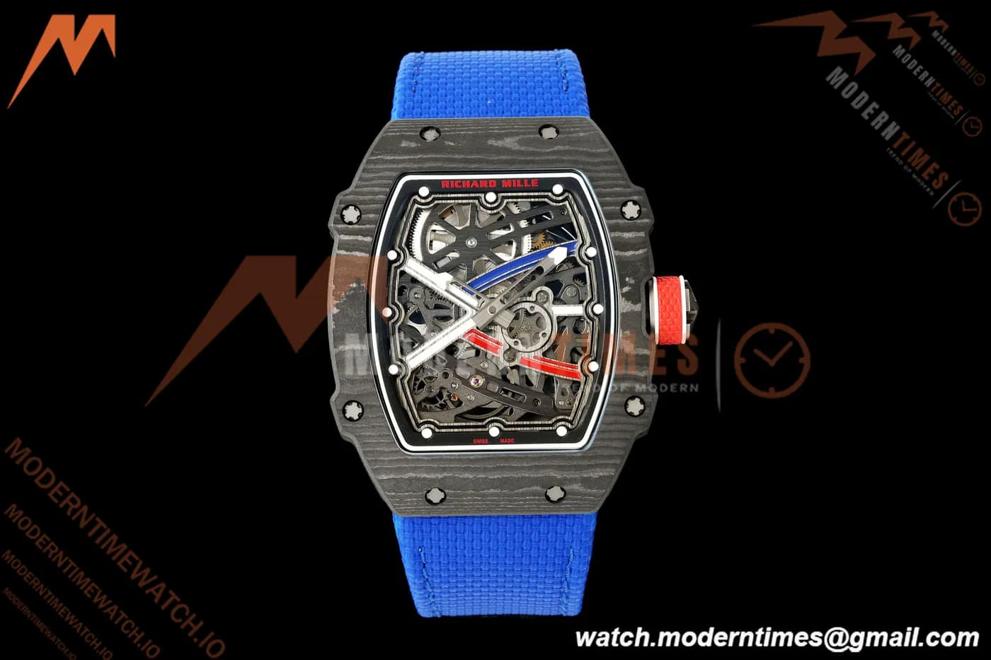 Richard Mille - RM67-02 Black NTPT Wht/Blu/Red Skeleton Blue Elastic RICHF CRMA7