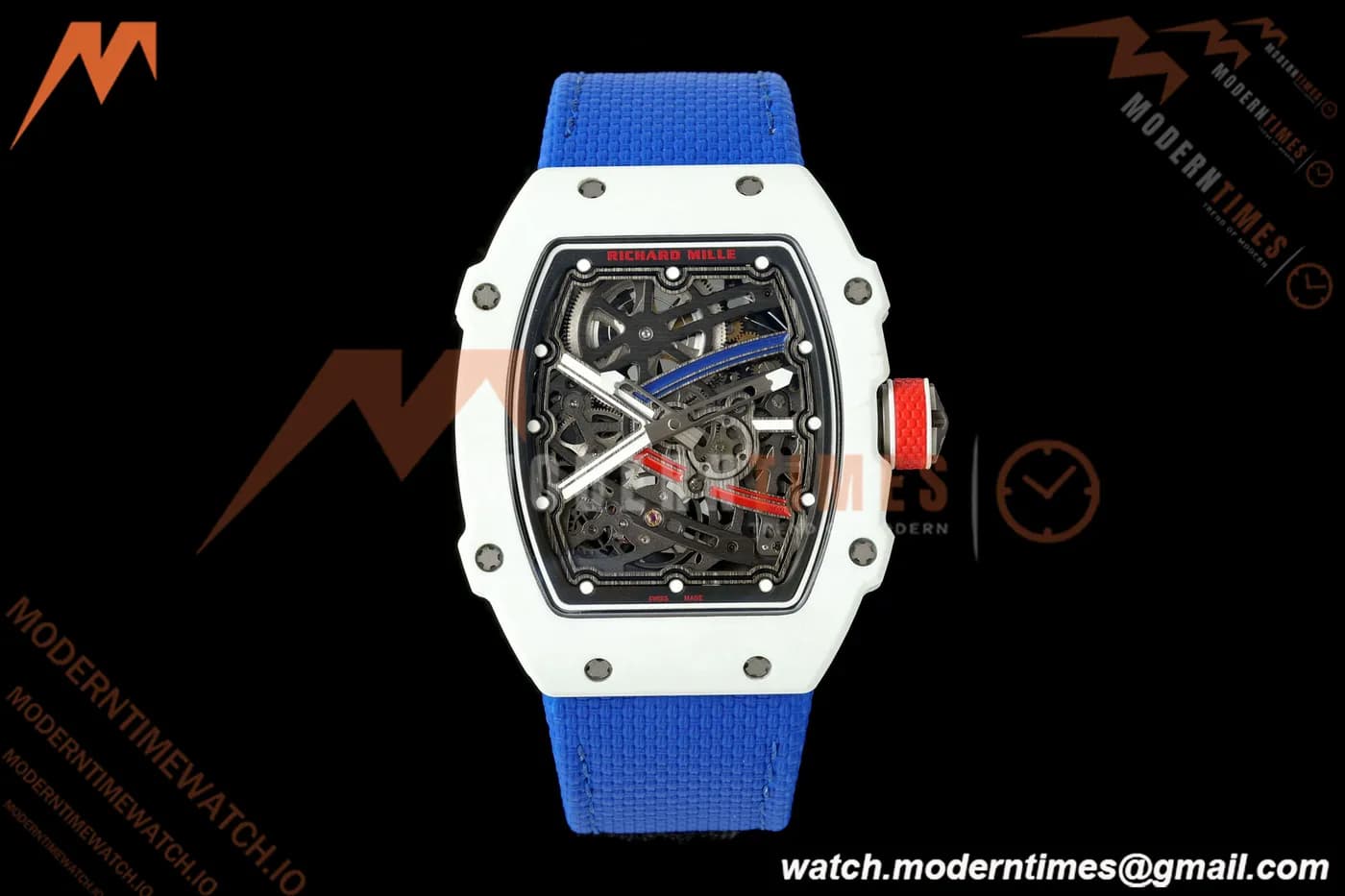 Richard Mille - RM67-02 White NTPT Wht/Blu/Red Skeleton Blue Elastic RICHF CRMA7