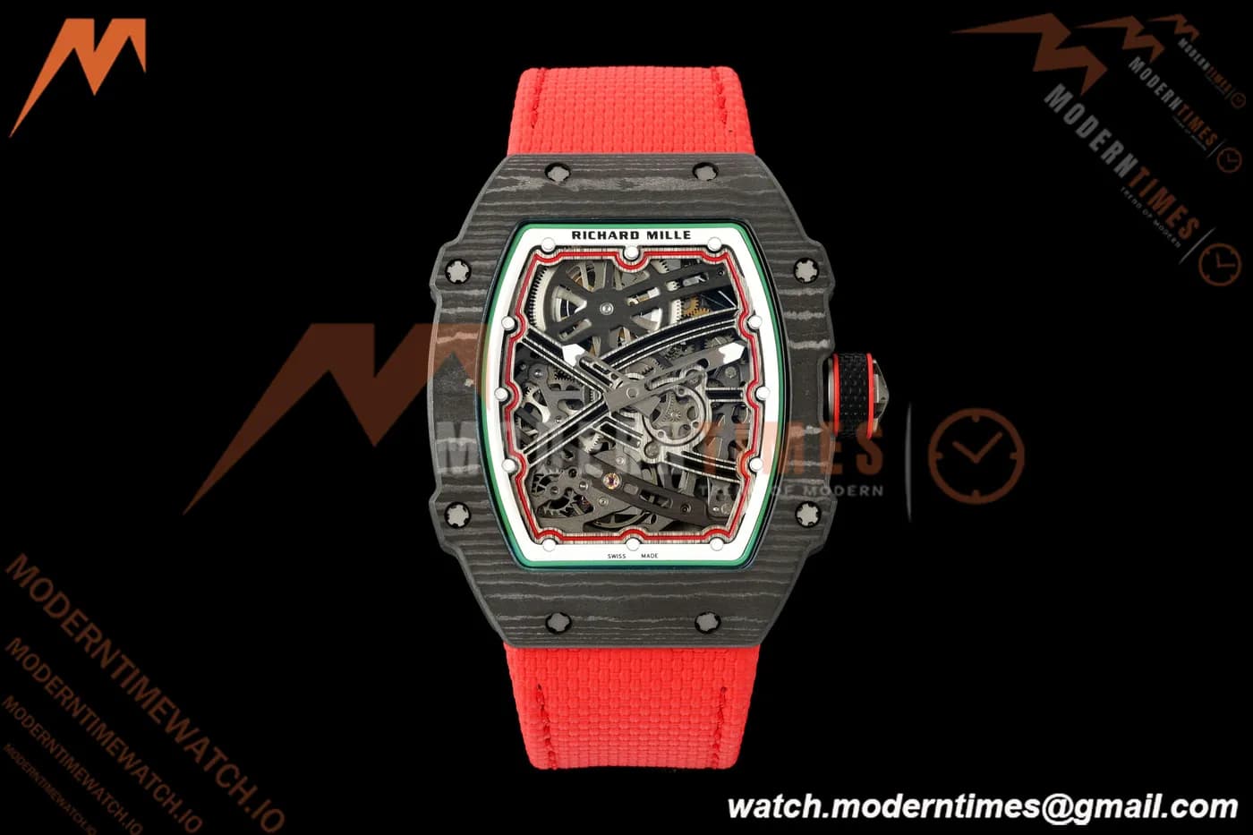 Richard Mille - RM67-02 Black NTPT Wht/Red/Blk Skeleton Red Elastic RICHF CRMA7