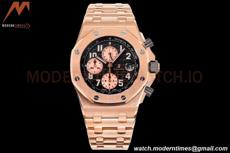 Audemars Piguet - AP ROO Chronograph RG/RG Black/Num JF A3126 Mod