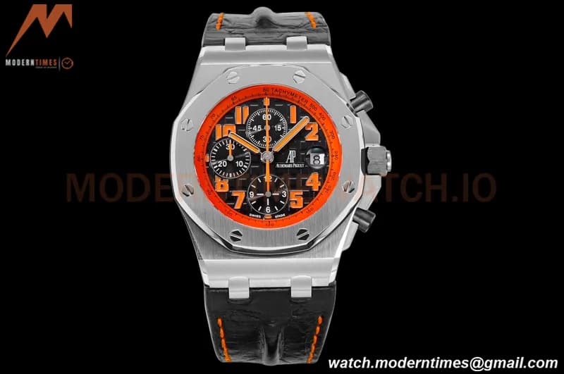 Audemars Piguet - AP ROO Chronograph SS/LE Black/Num Orange JF A3126 Mod