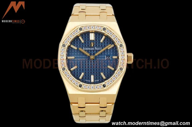 Audemars Piguet - Royal Oak Ladies 67651BA 33mm Dia YG/YG Blue/Stk ZF Swiss Qtz
