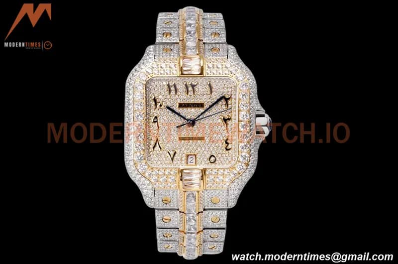 Cartier - Santos De Cartier Mens Automatic 40mm Diamond YG/SS Dia/Ara TWF A2824