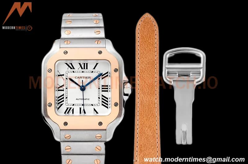 Cartier - Santos De Cartier 35mm Automatic RG/SS White BVF MY9039