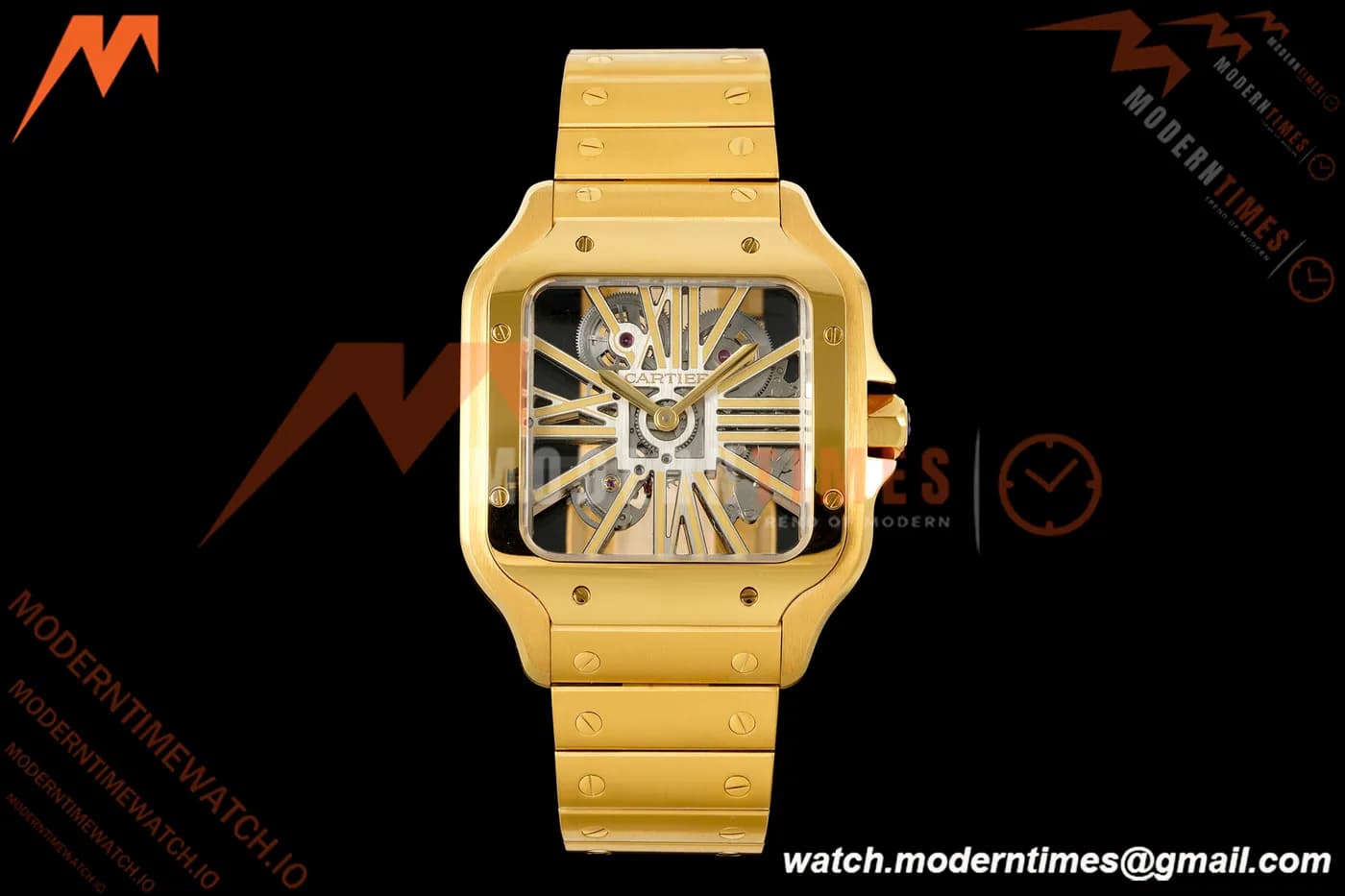 Cartier - Santos De Cartier Skeleton WHSA0042 YG/YG Gold Skeleton Dial RF 9611MC