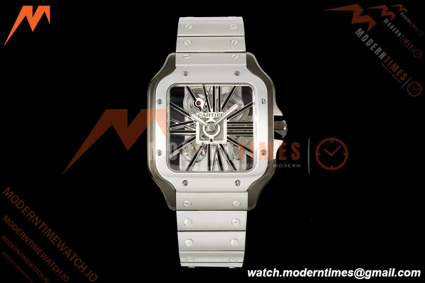 Cartier - Santos De Cartier Skeleton WHSA0027 SS/PVD Black Skeleton Dial RF 9611MC