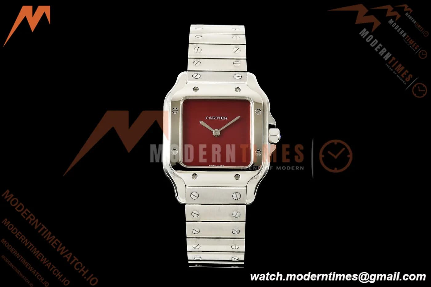 Cartier - Santos De Cartier 27mm SS/SS Red Dial 8848F Quartz