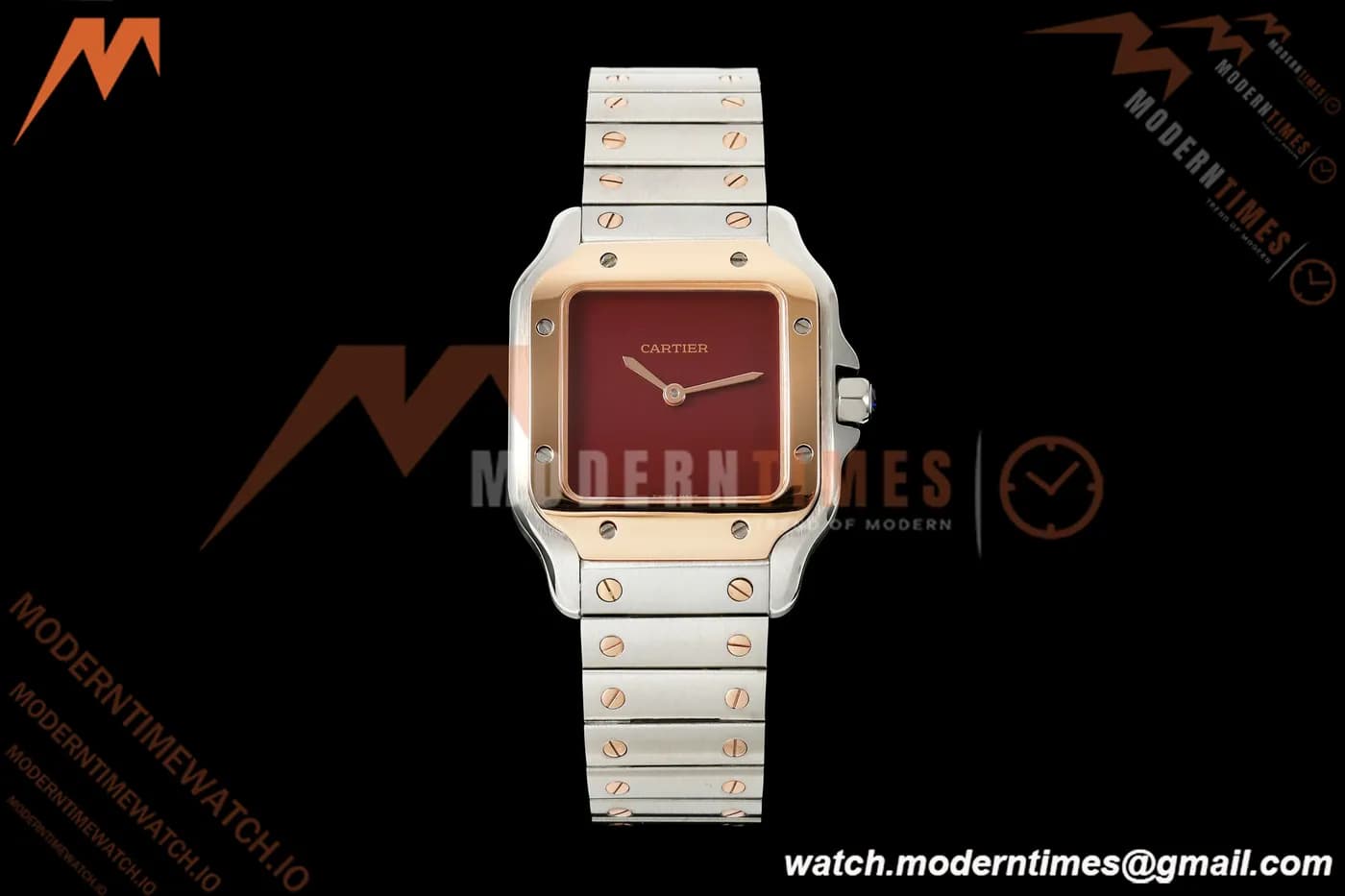 Cartier - Santos De Cartier 27mm SS/RG Red Dial 8848F Quartz