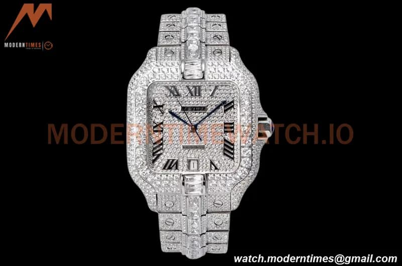 Cartier - Santos De Cartier Mens Automatic 40mm Diamond SS/SS Dia/Rmn TWF A2824