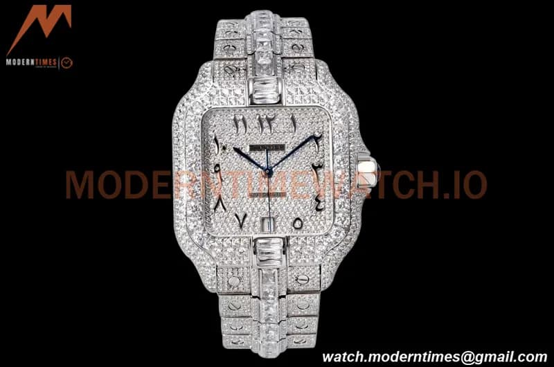 Cartier - Santos De Cartier Mens Automatic 40mm Diamond SS/SS Dia/Ara TWF A2824