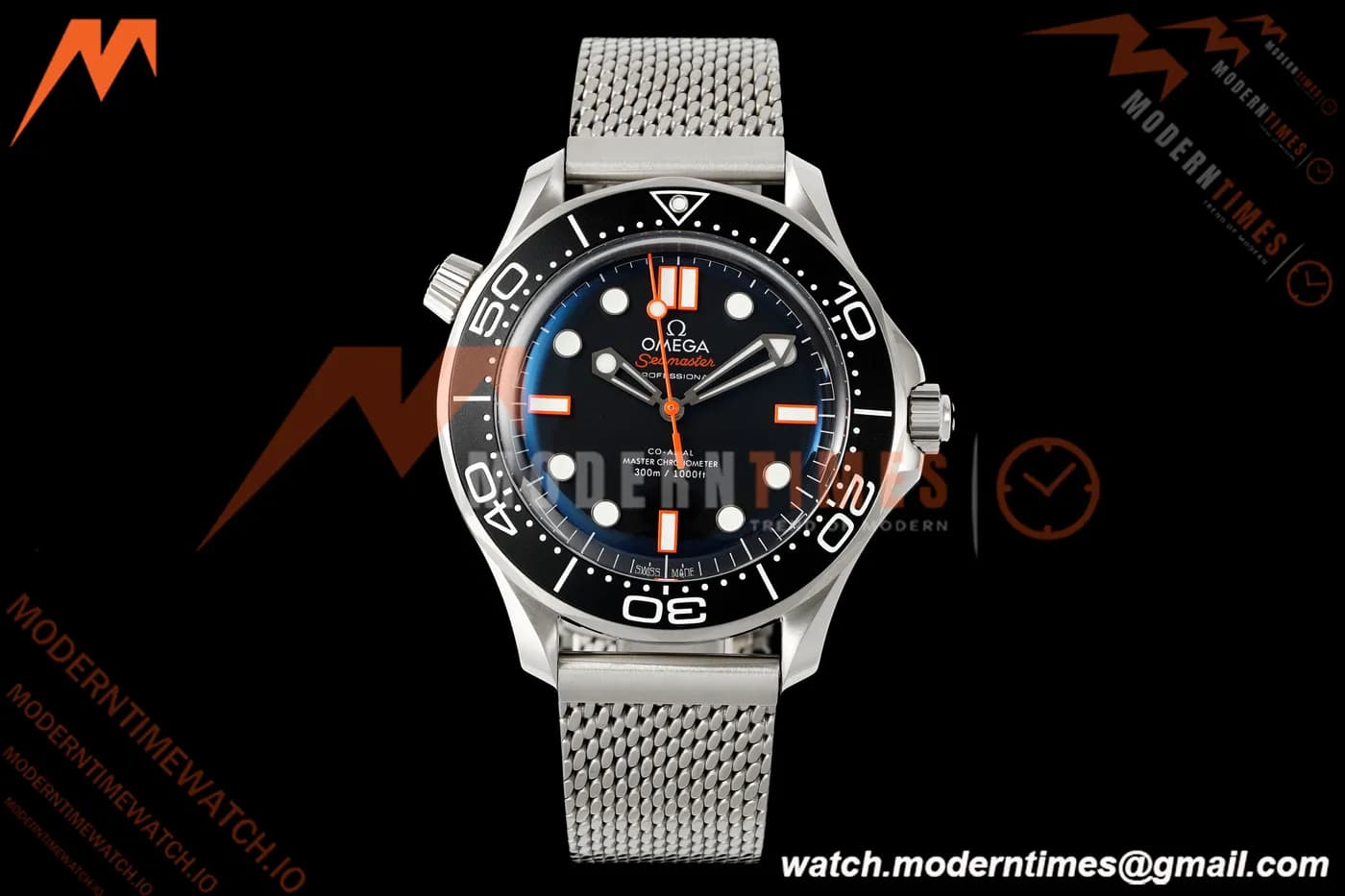 Omega - Seamaster Diver 300M No Date 42mm SS/SS BLK/CER Mesh Bracelet Black ORF A8806