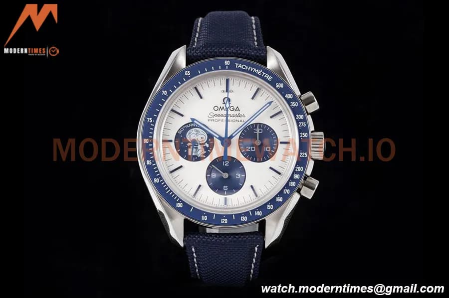 Omega - Speedmaster “Silver Snoopy Award” 50th Anniversary 42mm SS/NY Wht/Blue GSF Cal.3861