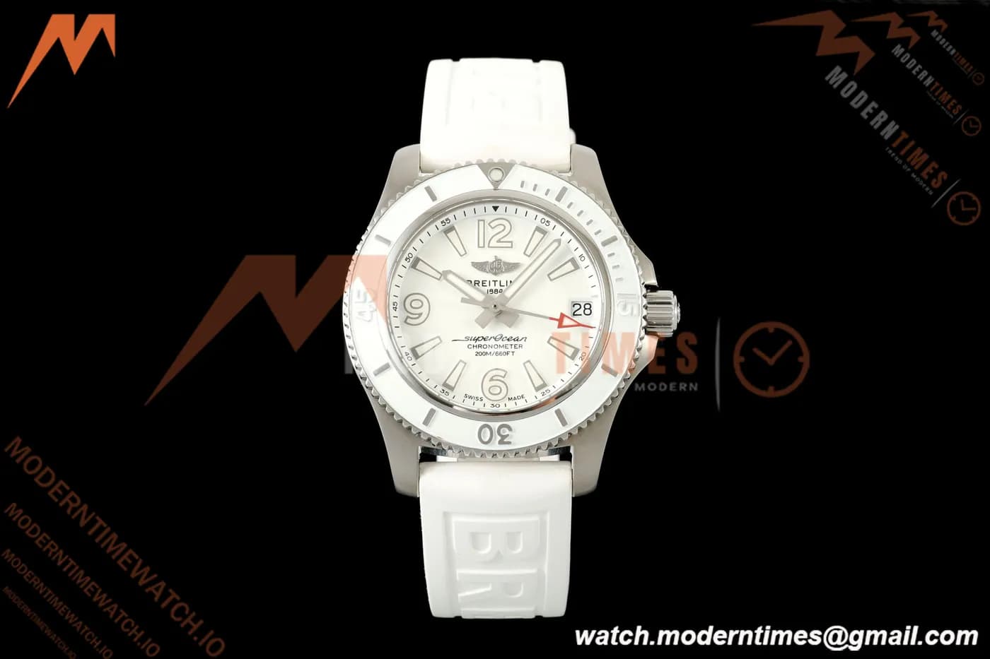 Breitling - Superocean Automatic 36mm SS/RU Wht/Stk/Num TF V2 Asia 2824