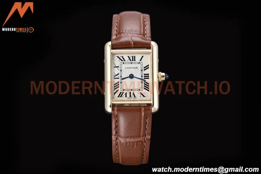 Cartier - Cartier Tank Louis Cartier Ladies YG/LE Silver AF Swiss Qtz