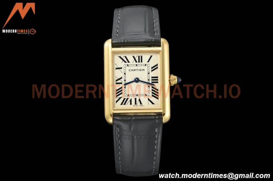 Cartier - Tank Louis Cartier 25.5mm Black YG/LE White AF Swiss Qtz