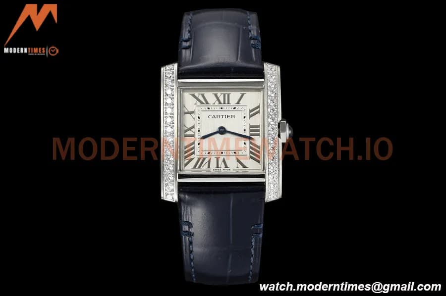 Cartier - Tank Francaise 27mm Medium Size SS/LE Blu/Silv Dia/Rmn 8848F Swiss Qtz