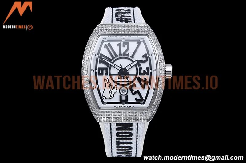 Franck Muller - Vanguard Mens FR2 Dia SS/RU Wht/Num ABF A2824